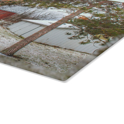 U R There Photography North Lake Pleasant Road Hidden Red Rustic Farmhouse Tempered-Glass Cutting Board
