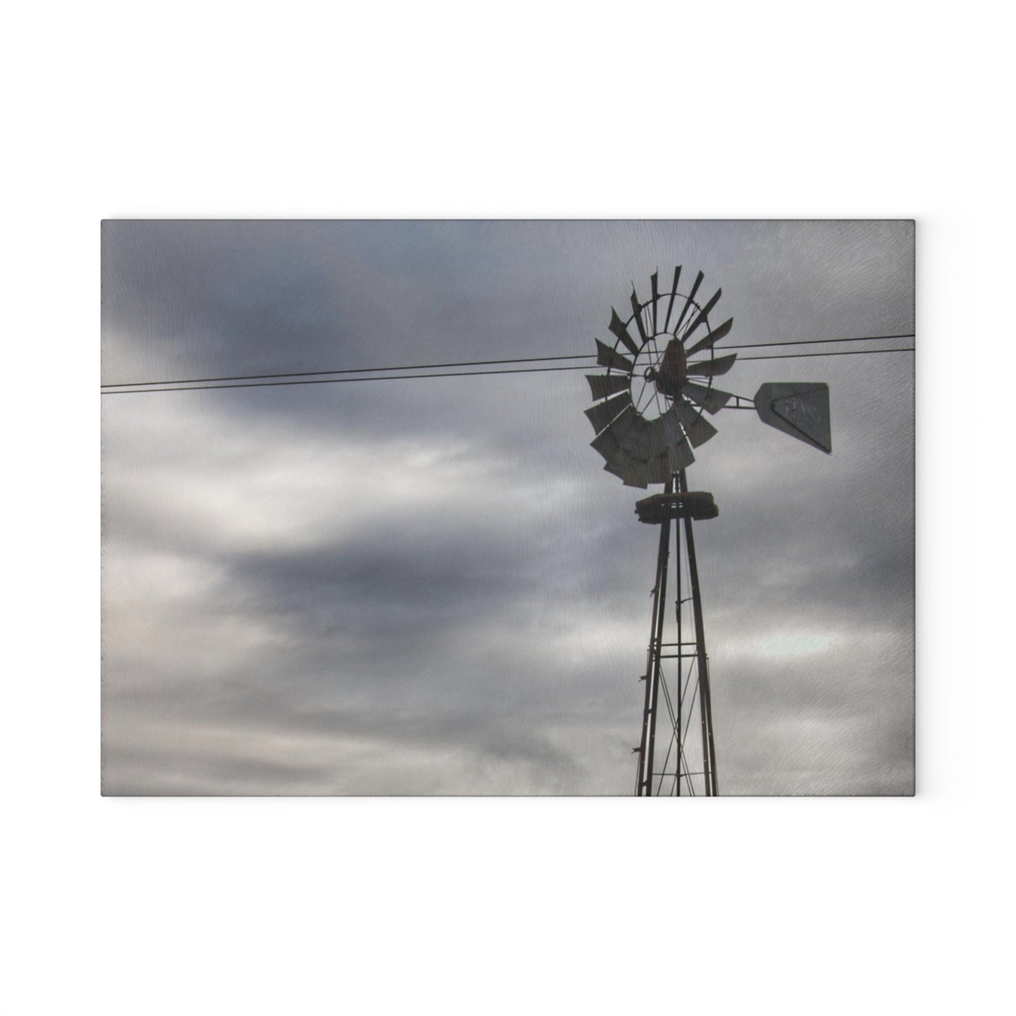 U R There Photography Valentine Road Windmill Rustic Farmhouse Tempered-Glass Cutting Board