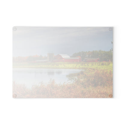 U R There Photography Oakwood Reds Rustic Farmhouse Tempered-Glass Cutting Board