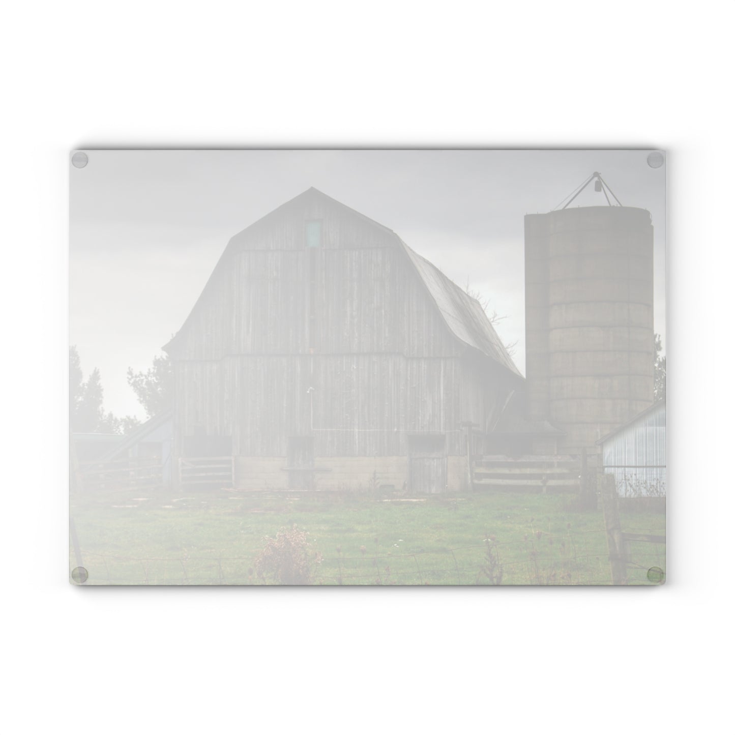 U R There Photography Eddy Road Grey II Rustic Farmhouse Tempered-Glass Cutting Board