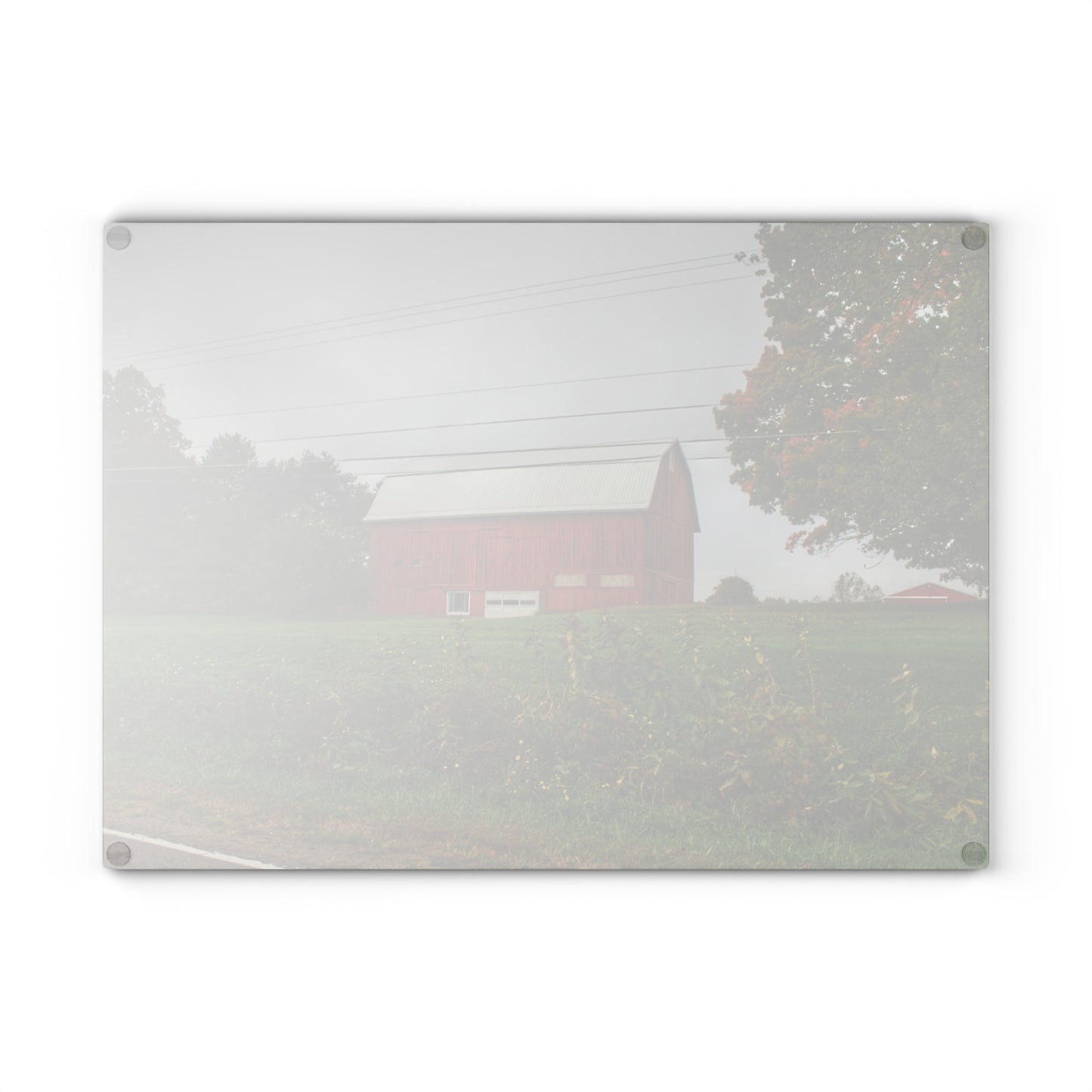 U R There Photography Bronson Lake Road Red Rustic Farmhouse Tempered-Glass Cutting Board