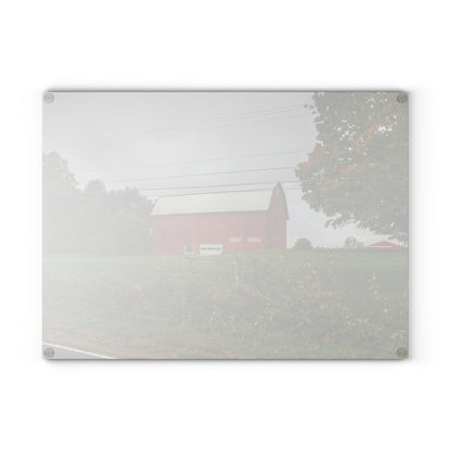 U R There Photography Bronson Lake Road Red Rustic Farmhouse Tempered-Glass Cutting Board