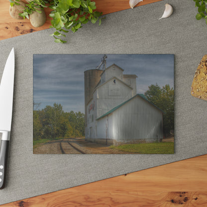 U R There Photography Attica Grey Rustic Farmhouse Tempered-Glass Cutting Board