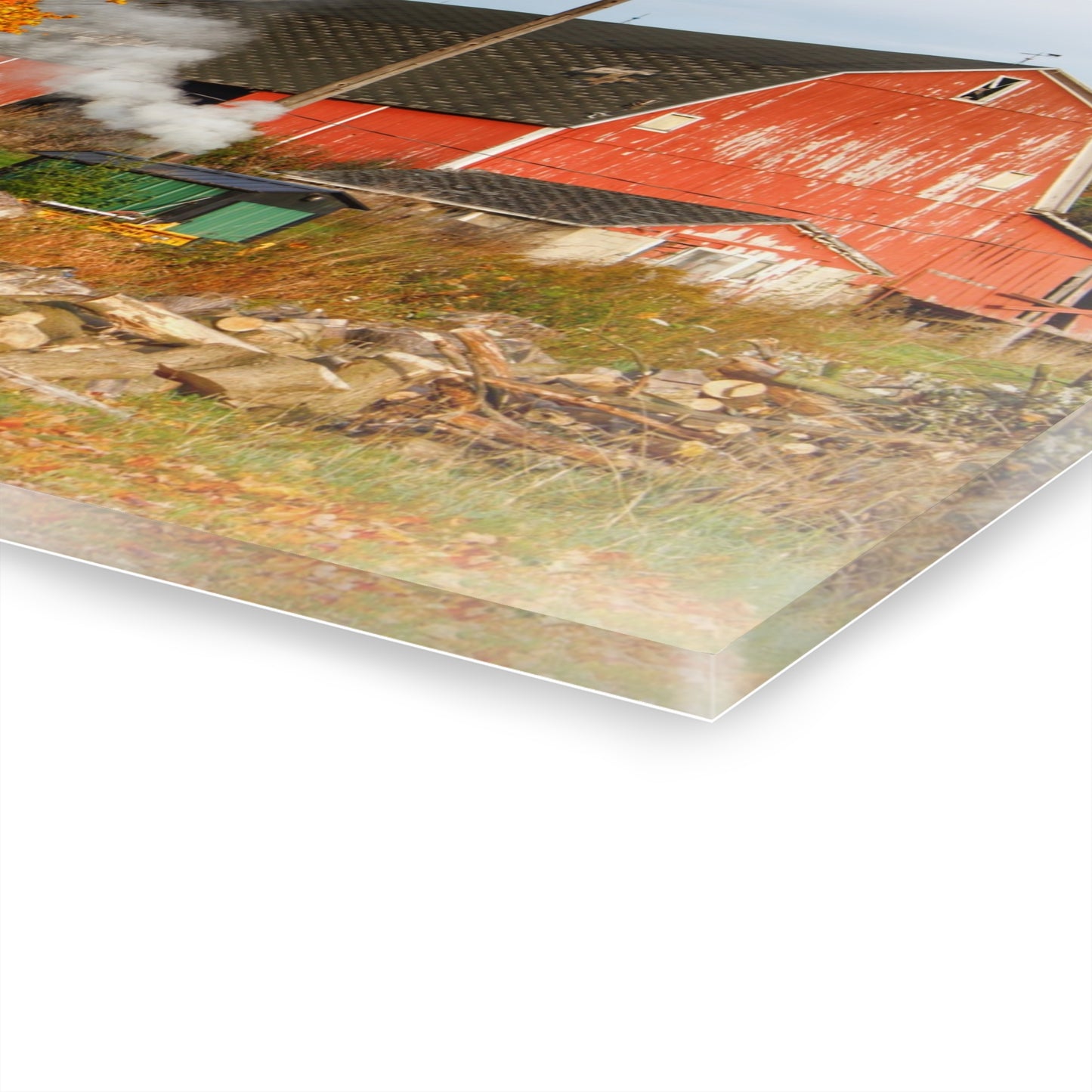 U R There Photography Greenwood Road Red in the Fall Rustic Farmhouse Acrylic Wall Print