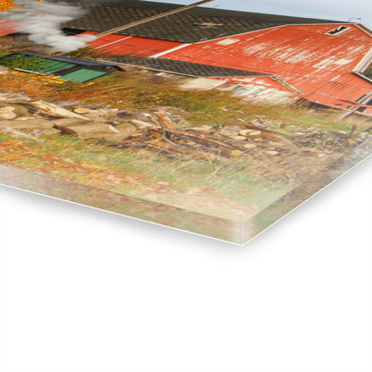 U R There Photography Greenwood Road Red in the Fall Rustic Farmhouse Acrylic Wall Print