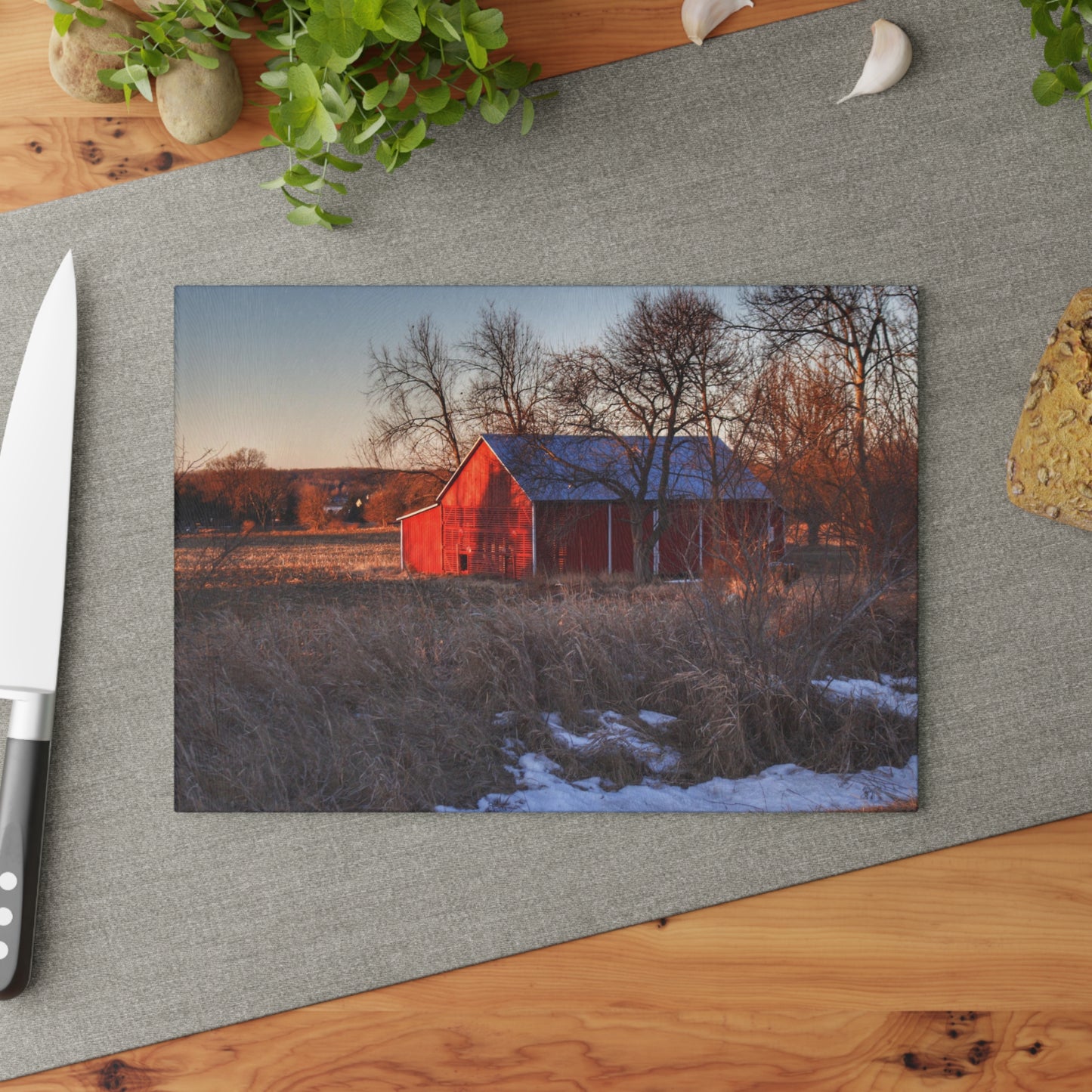 U R There Photography Early Spring on Mount Morris Road Rustic Farmhouse Tempered-Glass Cutting Board