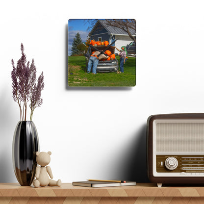 U R There Photography Lippincott Pumpkins Rustic Farmhouse Acrylic Analog Wall Clock