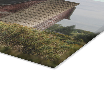 U R There Photography McDowell Road Old Red and Little White Rustic Farmhouse Tempered-Glass Cutting Board