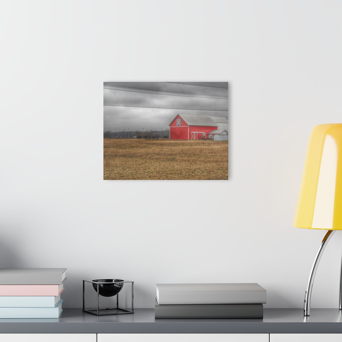 U R There Photography Barnes Road Quilted Red Rustic Farmhouse Acrylic Wall Print