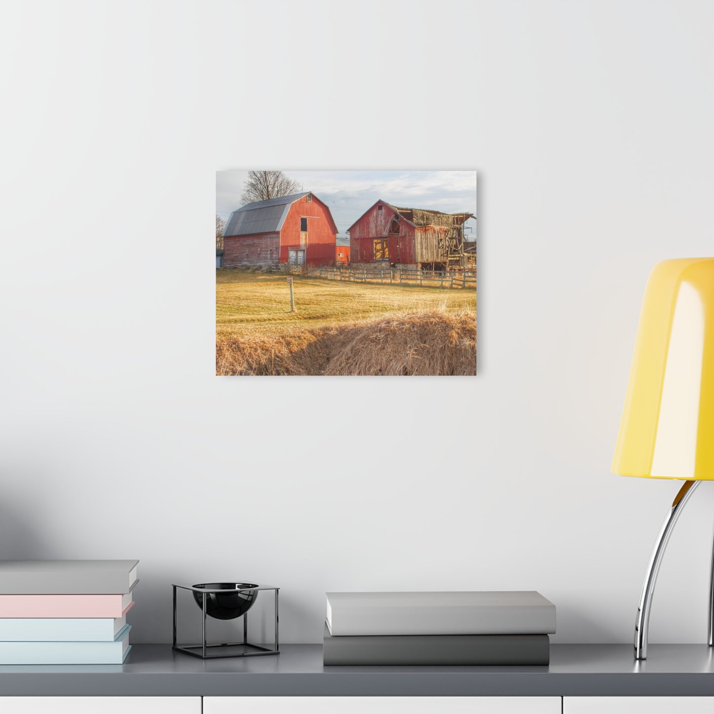 U R There Photography Irish Road Old Reds II Rustic Farmhouse Acrylic Wall Print