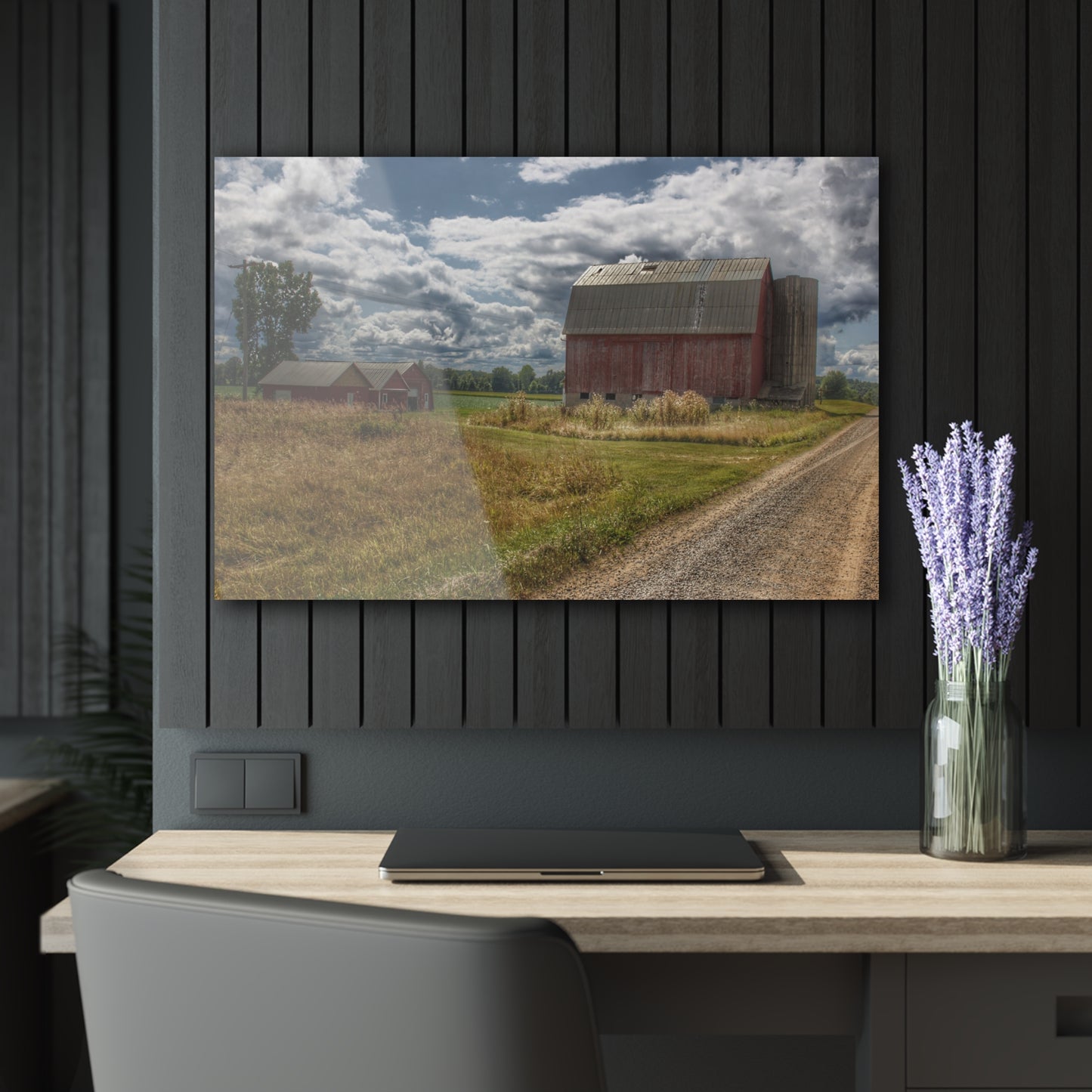 U R There Photography Haines Road Reds Rustic Farmhouse Acrylic Wall Print