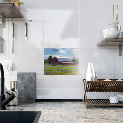 U R There Photography Burt Road Red Rustic Farmhouse Decorative Ceramic Tile