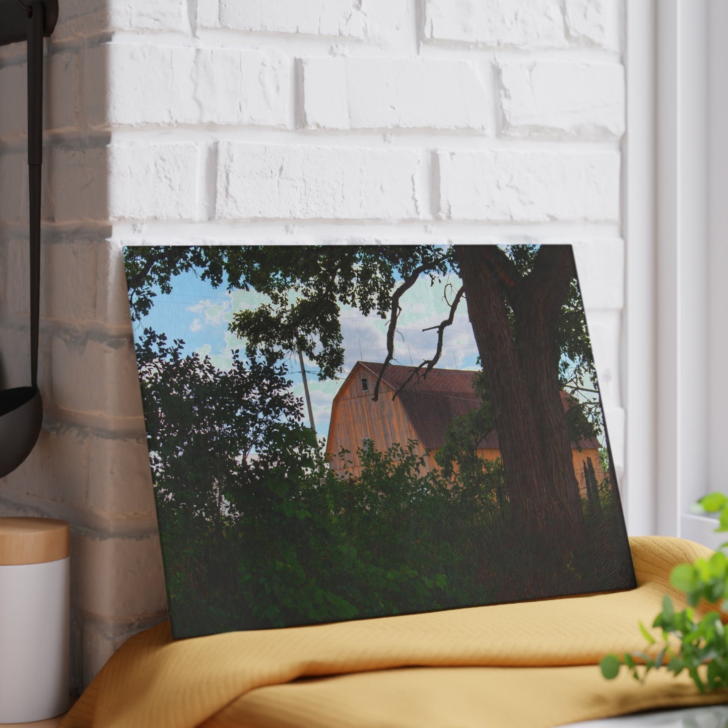 U R There Photography Bristol Gold Hidden Rustic Farmhouse Tempered-Glass Cutting Board