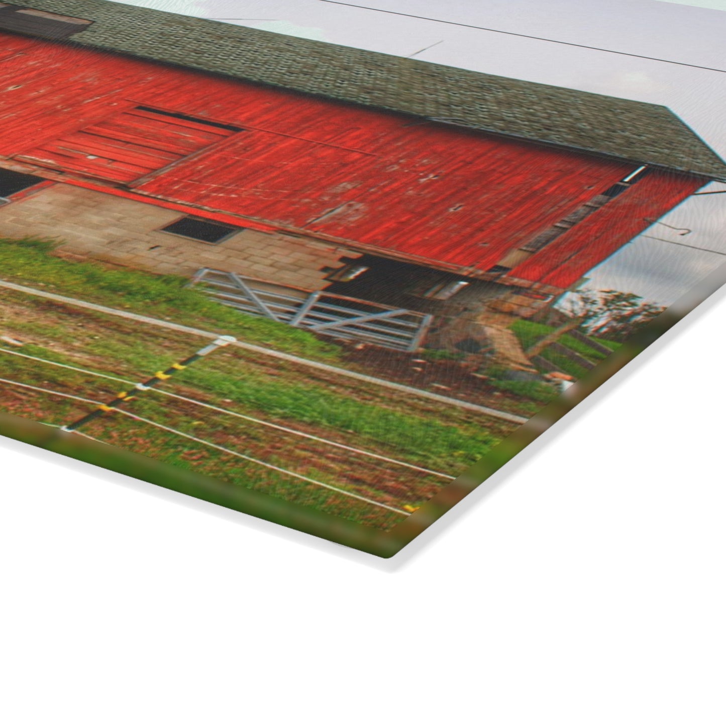 U R There Photography Elba Road Red III Rustic Farmhouse Tempered-Glass Cutting Board