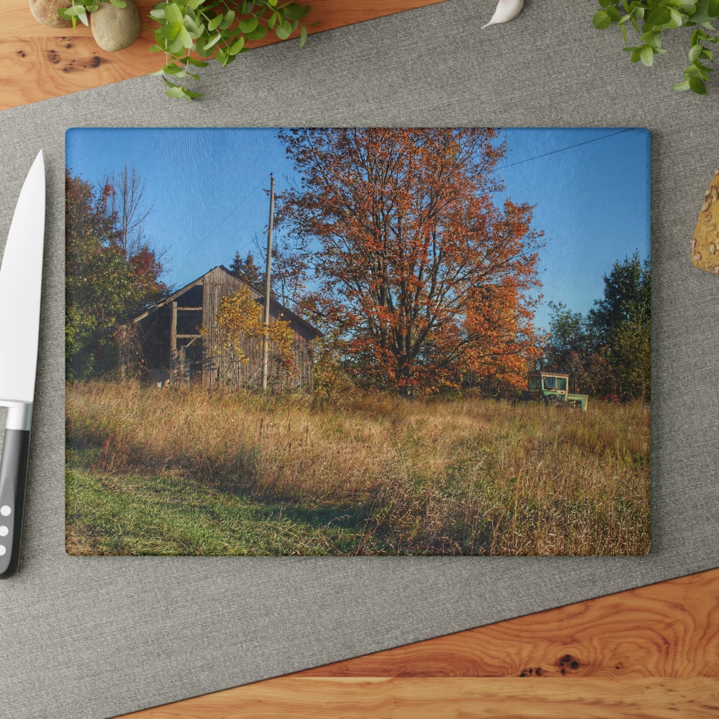 U R There Photography Clothier Road Grey Rustic Farmhouse Tempered-Glass Cutting Board