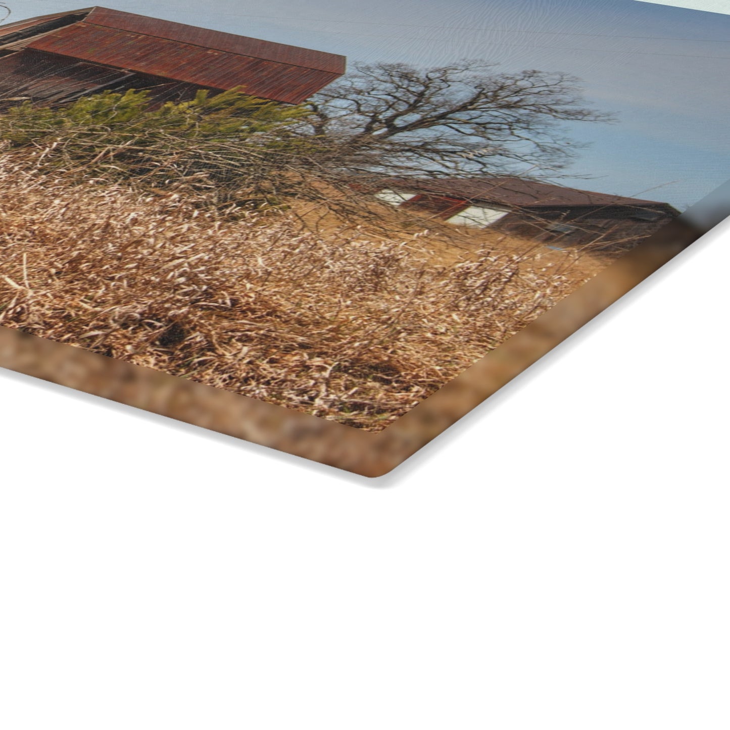 U R There Photography Klam Road Rusted Reds Rustic Farmhouse Tempered-Glass Cutting Board