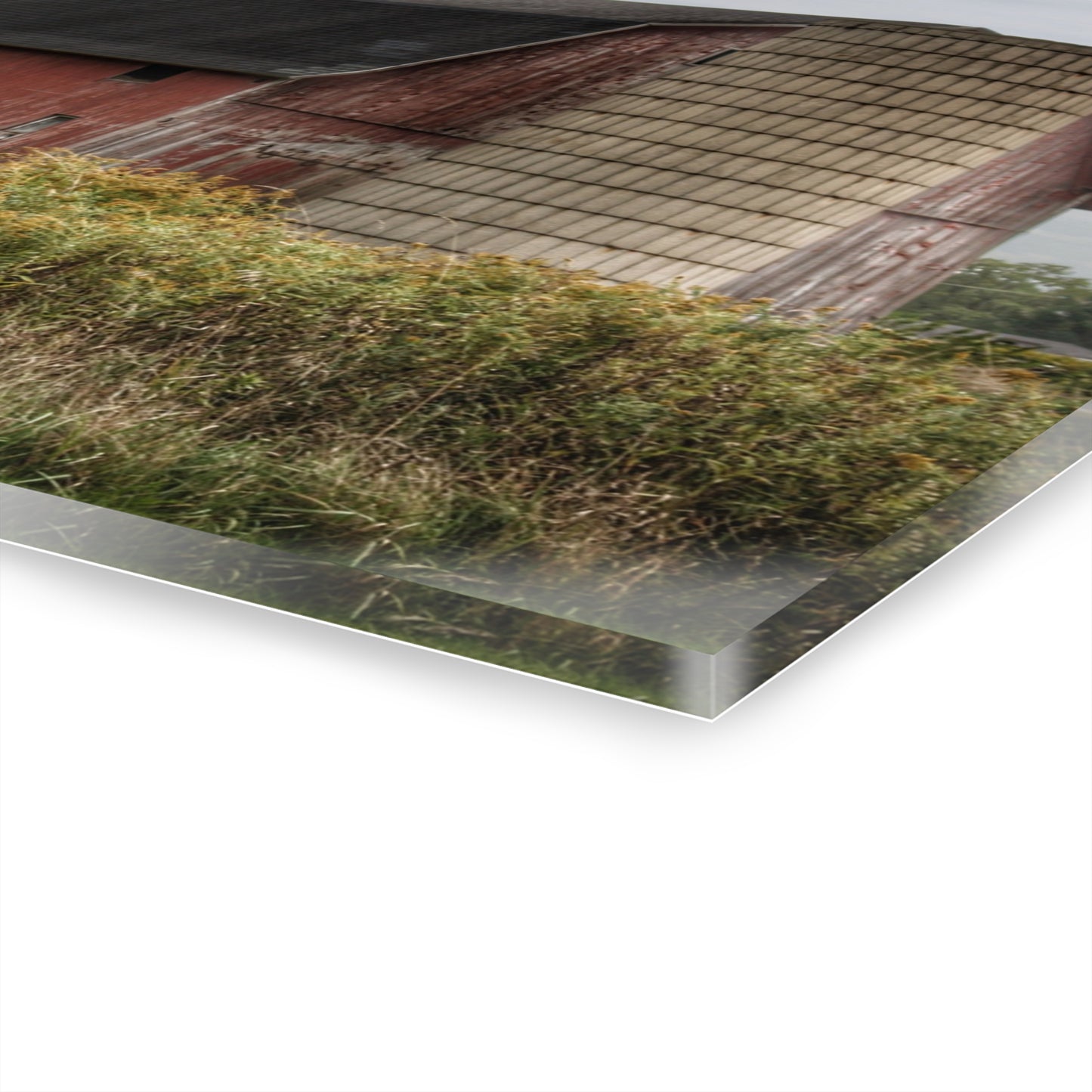 U R There Photography McDowell Road Old Red and Little White Rustic Farmhouse Acrylic Wall Print