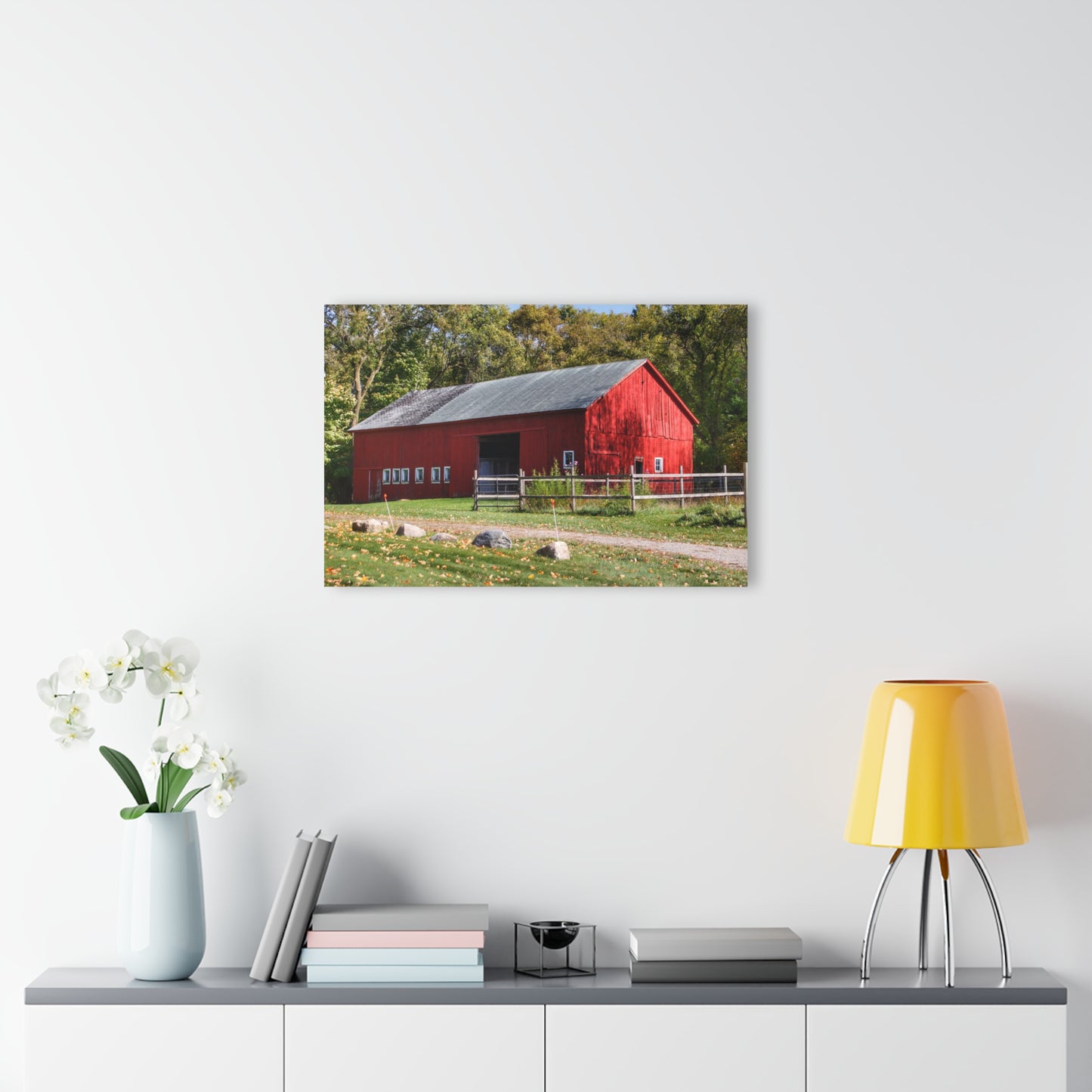 U R There Photography Hough Road Red II Rustic Farmhouse Acrylic Wall Print
