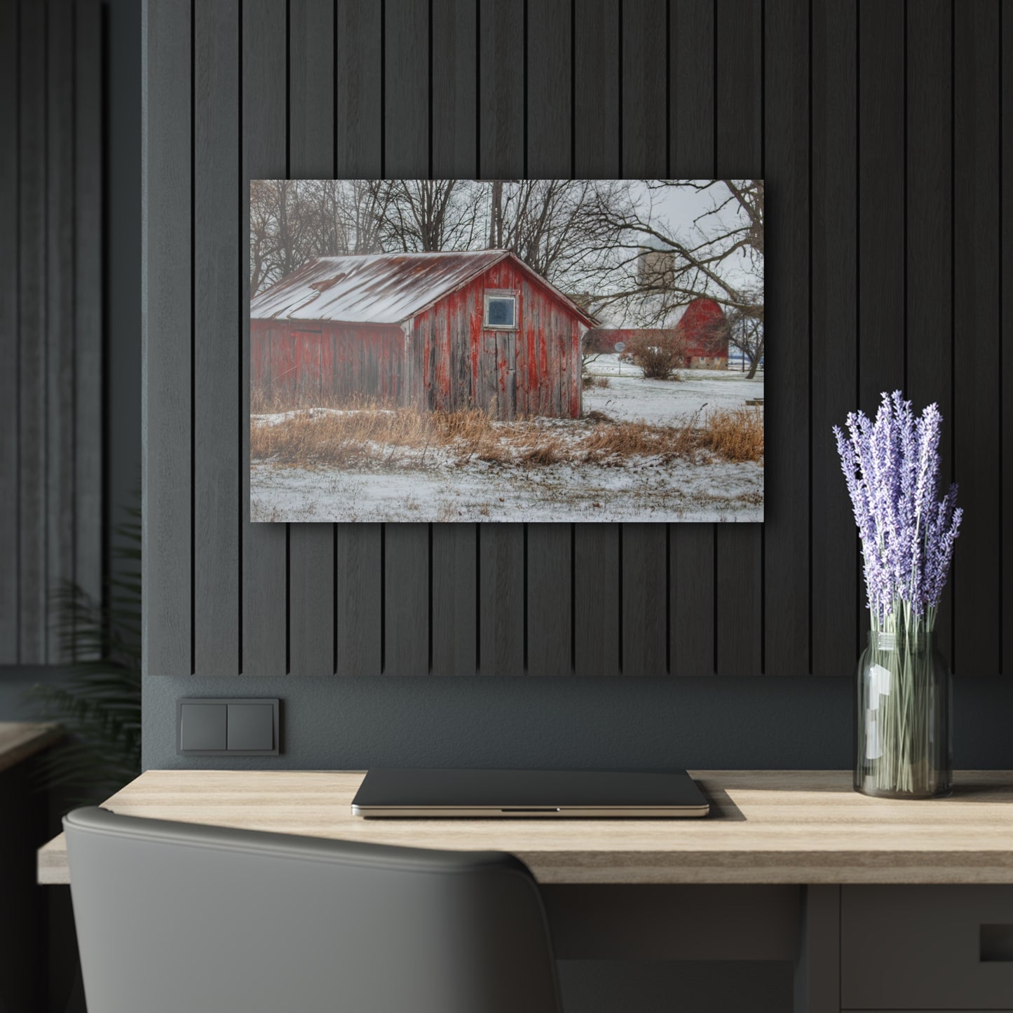 U R There Photography Frenchline Road Red Shack Rustic Farmhouse Acrylic Wall Print