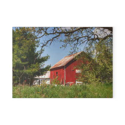 U R There Photography Bronson Lake Road Barn at the Bend Rustic Farmhouse Tempered-Glass Cutting Board