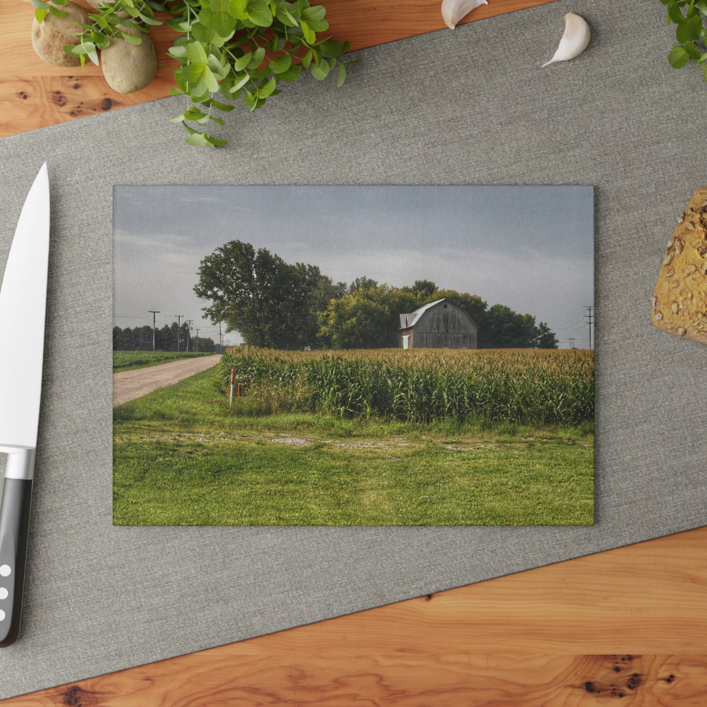 U R There Photography Quanicassee Road Grey Rustic Farmhouse Tempered-Glass Cutting Board