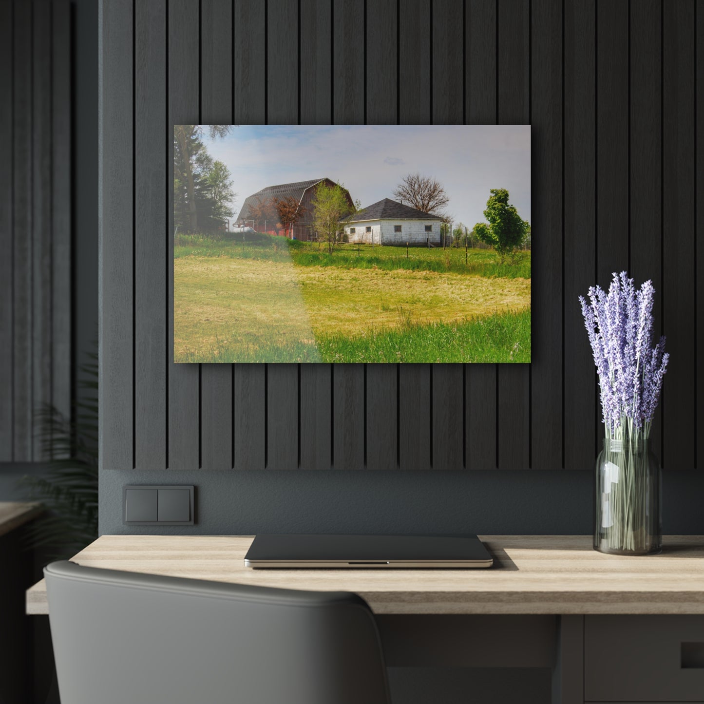 U R There Photography Colwood Hidden Red and Little White Rustic Farmhouse Acrylic Wall Print