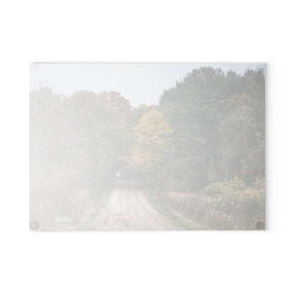 U R There Photography Country Roads in Dryden I Rustic Farmhouse Tempered-Glass Cutting Board