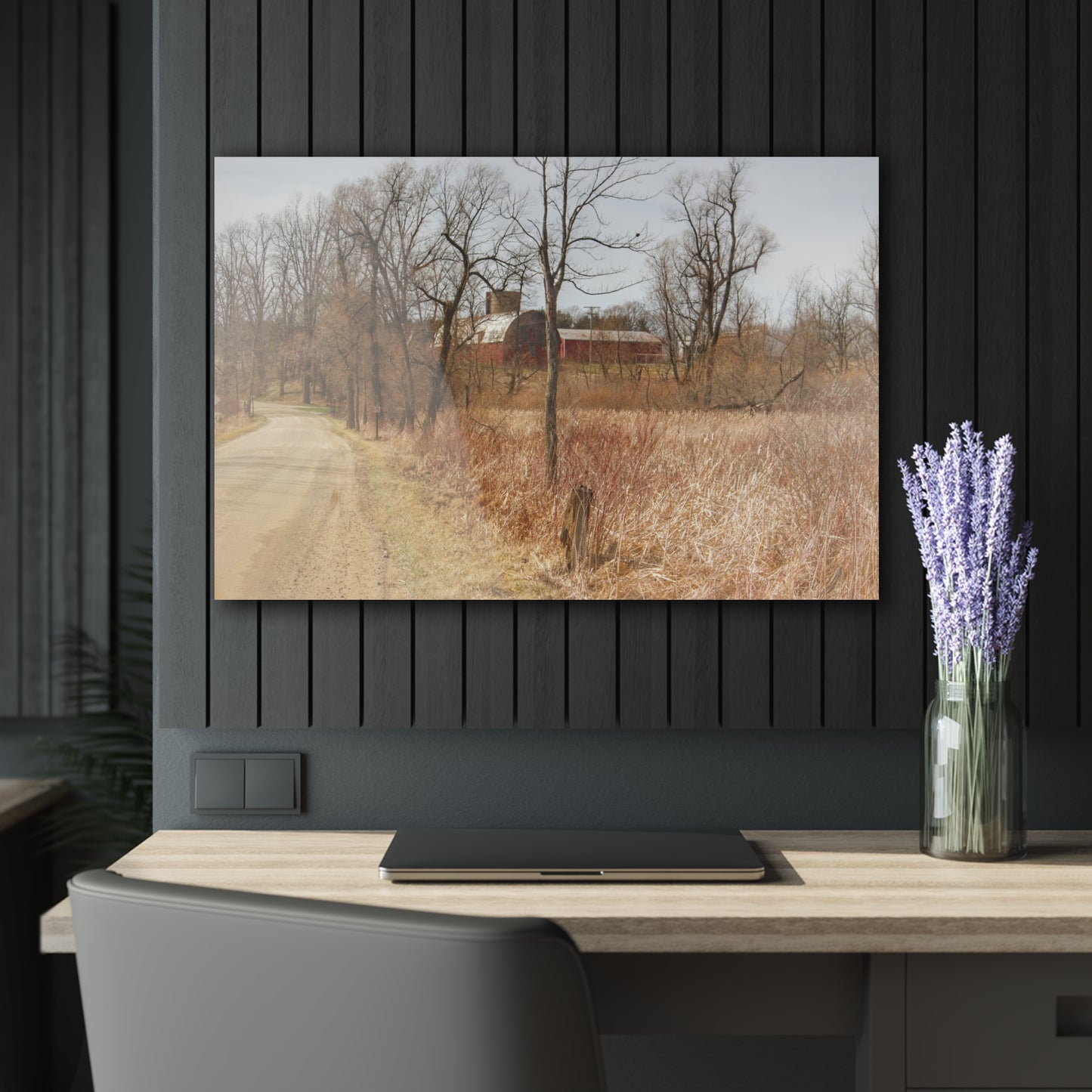 U R There Photography Hough Road Hidden Reds Rustic Farmhouse Acrylic Wall Print