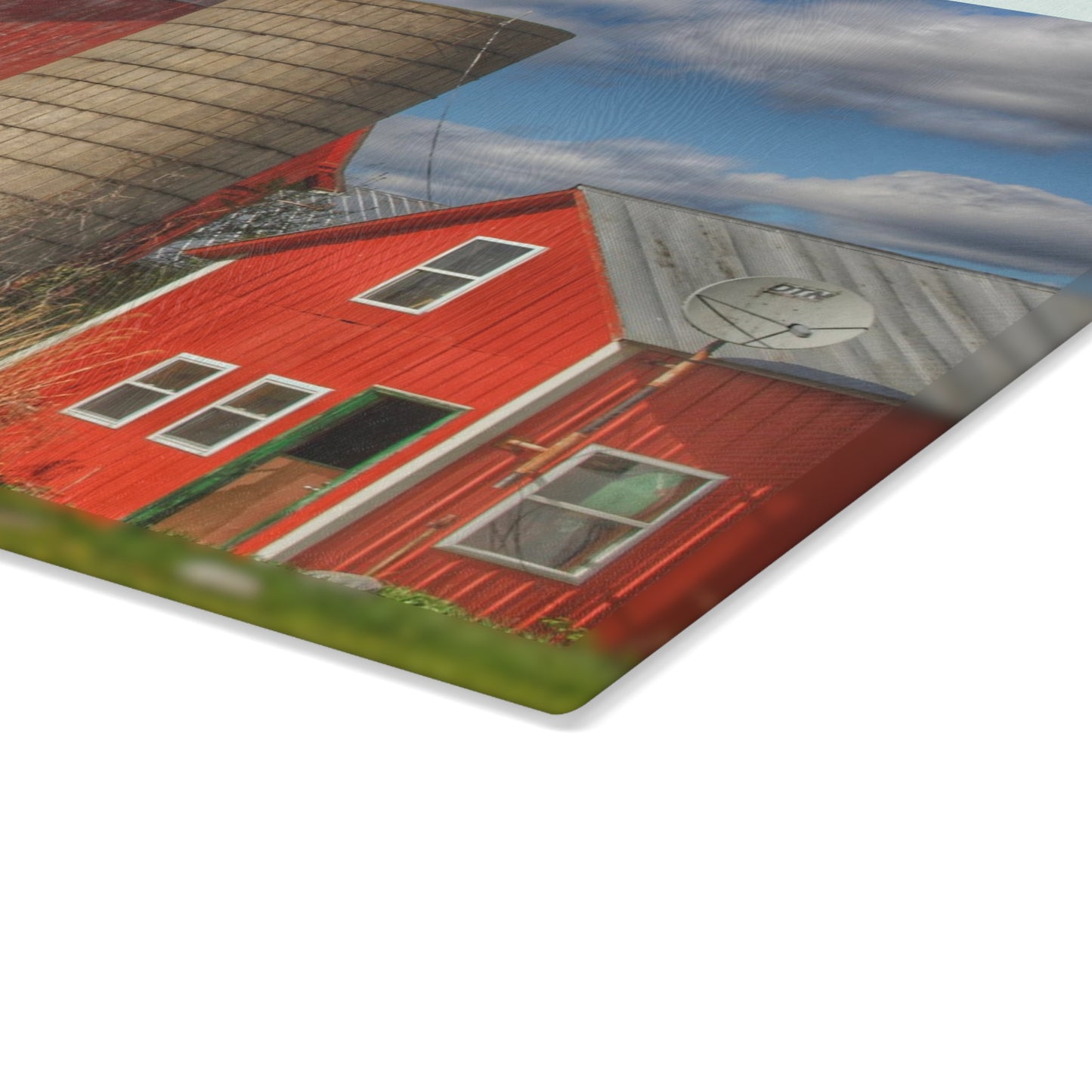 U R There Photography McDowell Road Reds I Rustic Farmhouse Tempered-Glass Cutting Board