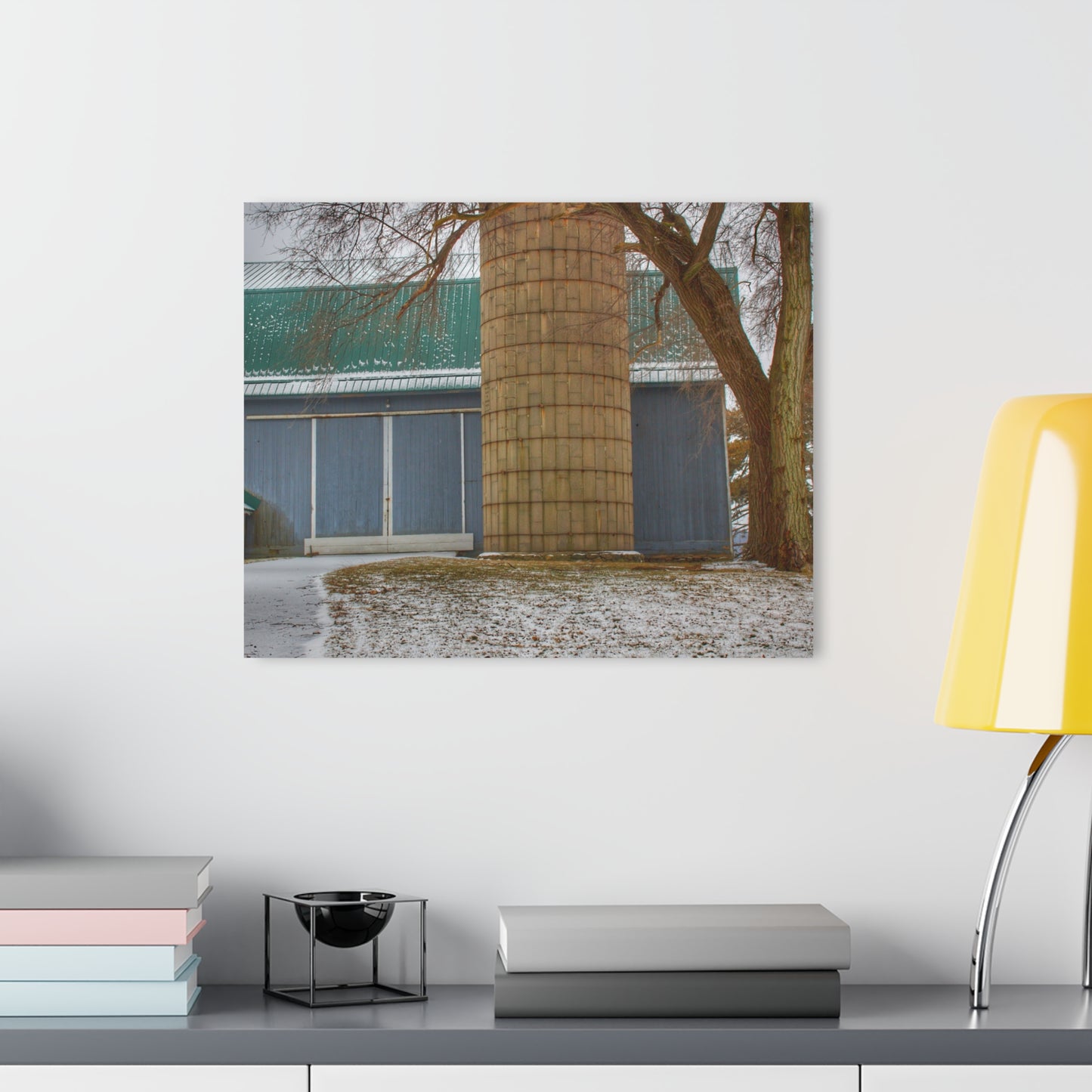 U R There Photography Hollow Corners Grey and Silo Rustic Farmhouse Acrylic Wall Print