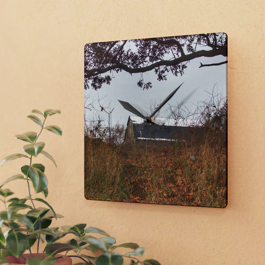 U R There Photography North Oxford Road Grey II Rustic Farmhouse Acrylic Analog Wall Clock