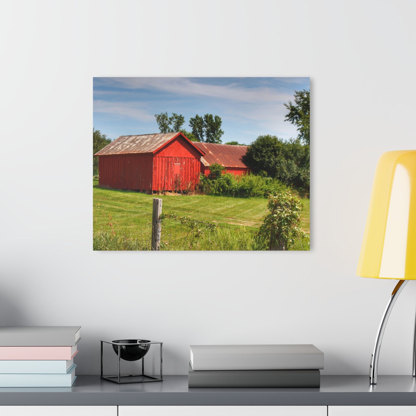 U R There Photography South Oak Road Reds II Rustic Farmhouse Acrylic Wall Print