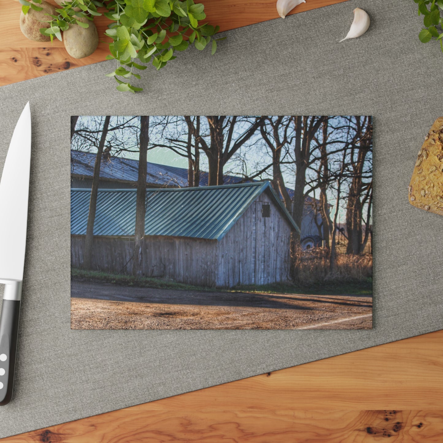 U R There Photography Baldwin Roadside Shack Rustic Farmhouse Tempered-Glass Cutting Board