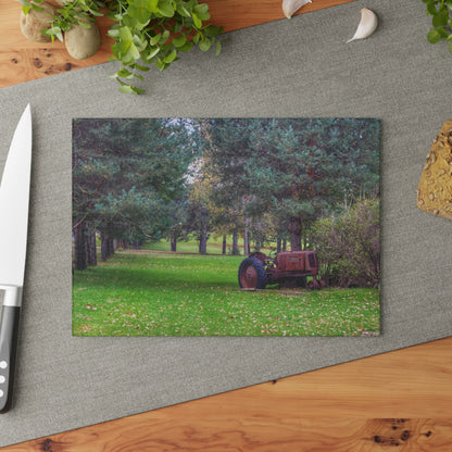 U R There Photography Casey Road Yard Art I Rustic Farmhouse Tempered-Glass Cutting Board