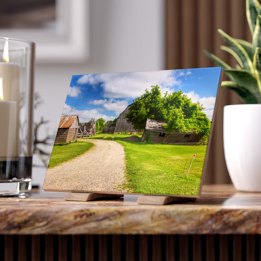 U R There Photography Brown City Road Barn and Buddy II Rustic Farmhouse Decorative Ceramic Tile