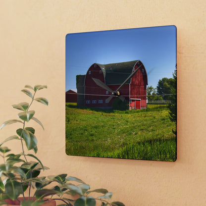 U R There Photography Hegal Road Red Rustic Farmhouse Acrylic Analog Wall Clock