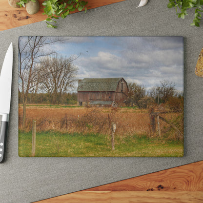 U R There Photography Clothier Road Red II Rustic Farmhouse Tempered-Glass Cutting Board