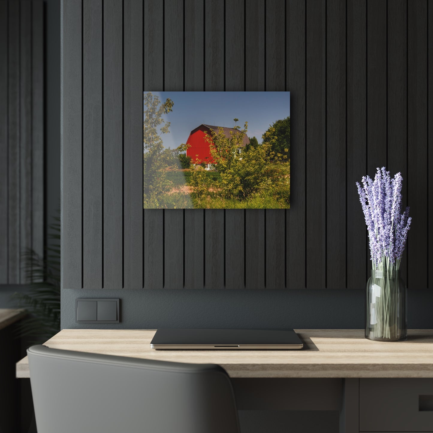 U R There Photography Beyond the Bushes Red Rustic Farmhouse Acrylic Wall Print 14 "x 11"