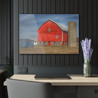 U R There Photography West Brown Road Quilted Red Rustic Farmhouse Acrylic Wall Print