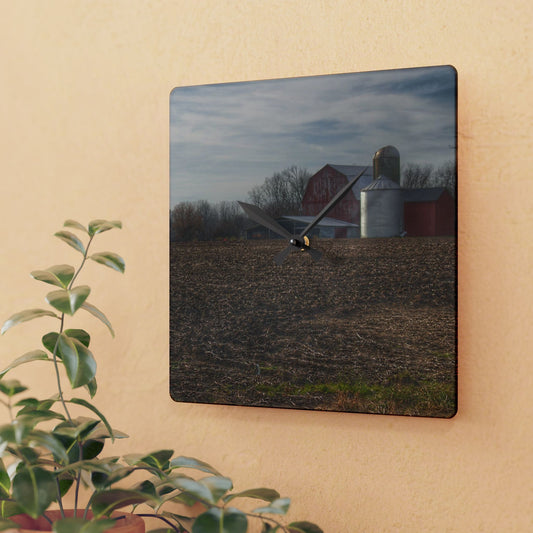 U R There Photography Cumber Road Red II Rustic Farmhouse Acrylic Analog Wall Clock