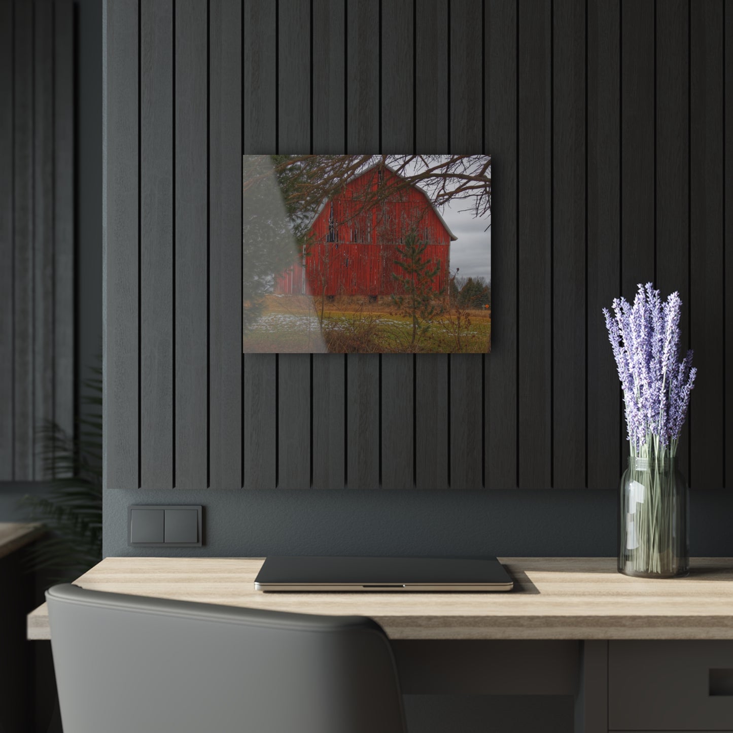 U R There Photography Johnsonmill Road Hidden Red Rustic Farmhouse Acrylic Wall Print