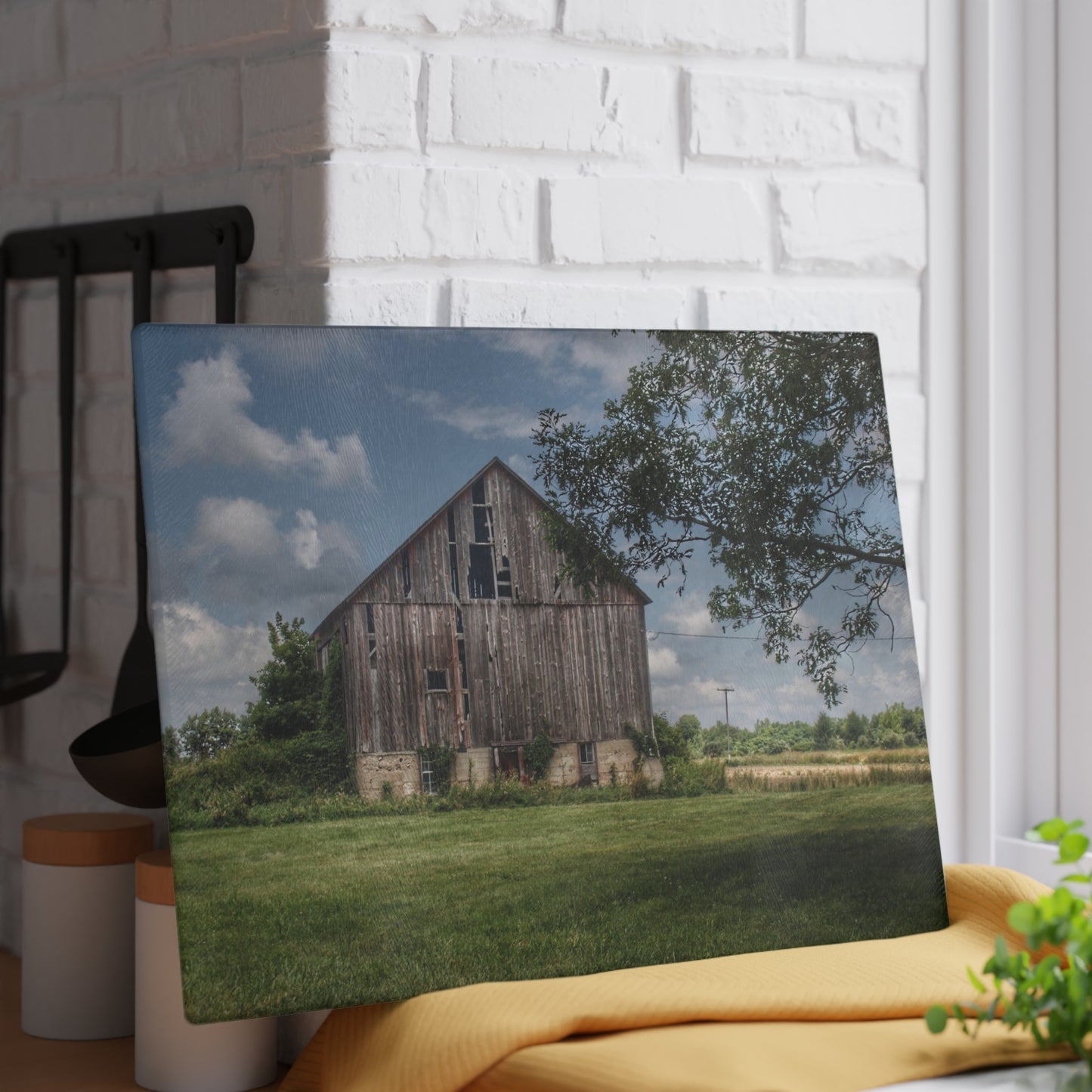 U R There Photography Bohms Road Grey I Rustic Farmhouse Tempered-Glass Cutting Board