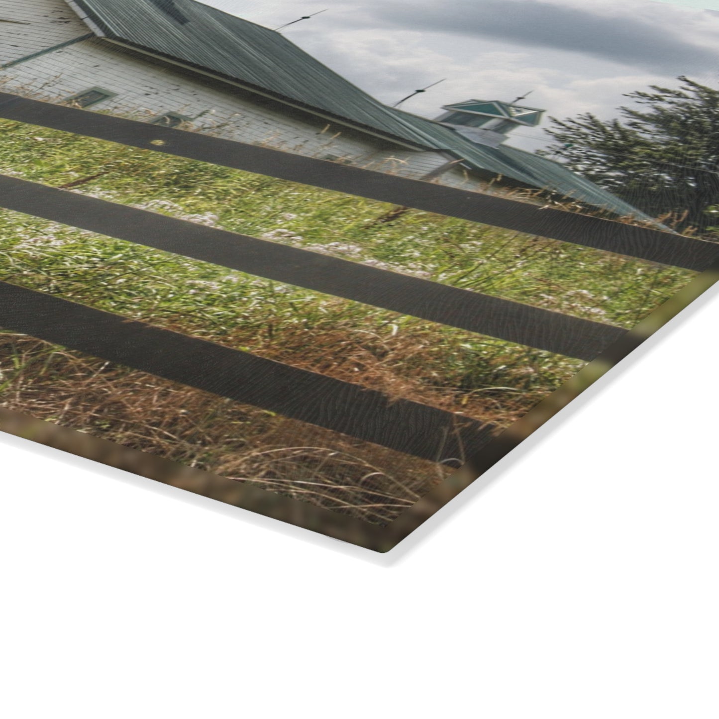 U R There Photography Sutton Road White Rustic Farmhouse Tempered-Glass Cutting Board