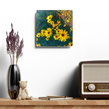U R There Photography Bursts of Gold Rustic Farmhouse Acrylic Analog Wall Clock