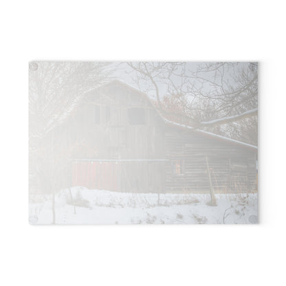 U R There Photography Hayes Road Grey in Winter I Rustic Farmhouse Tempered-Glass Cutting Board