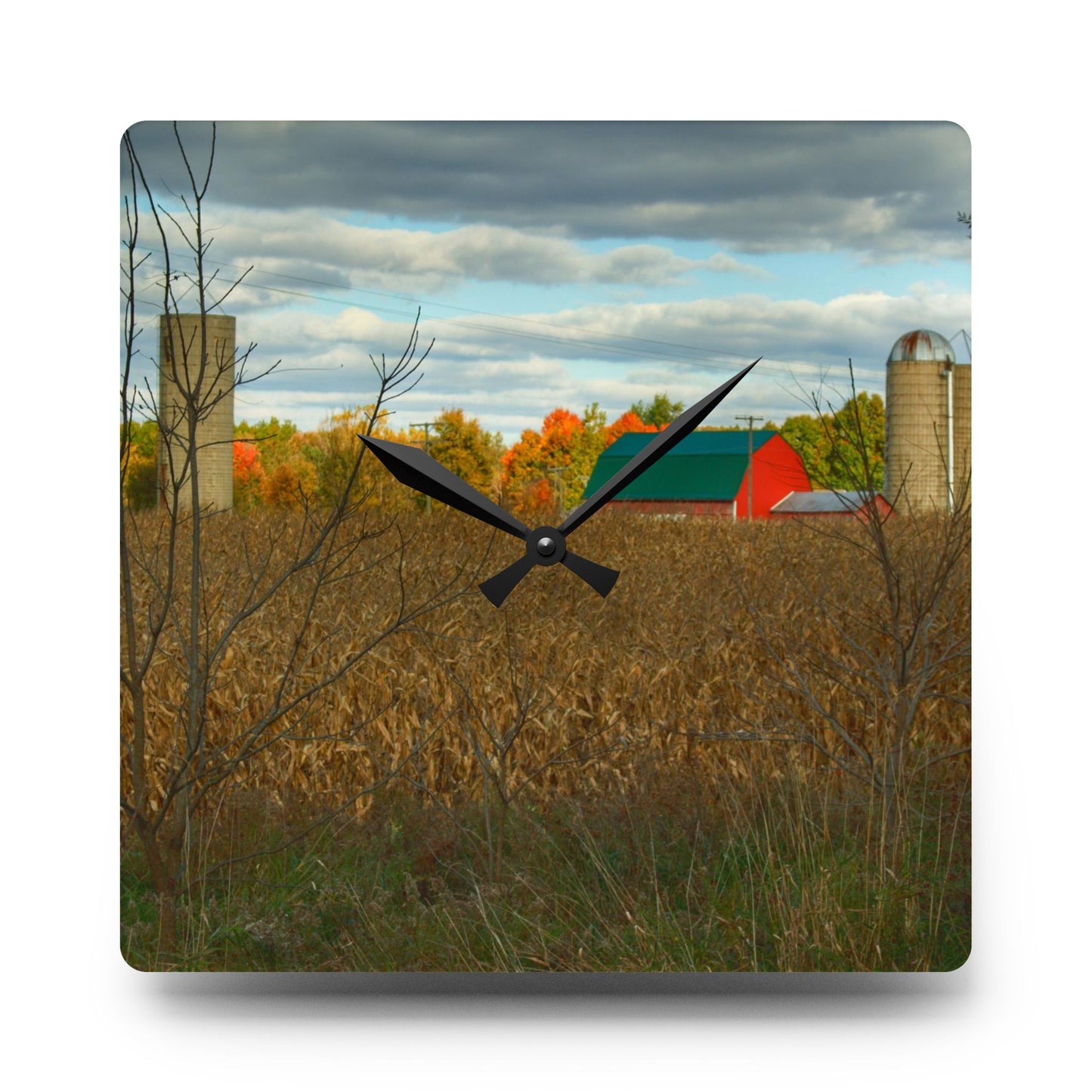 U R There Photography Beyond the Harvest Corn II Rustic Farmhouse Acrylic Analog Wall Clock