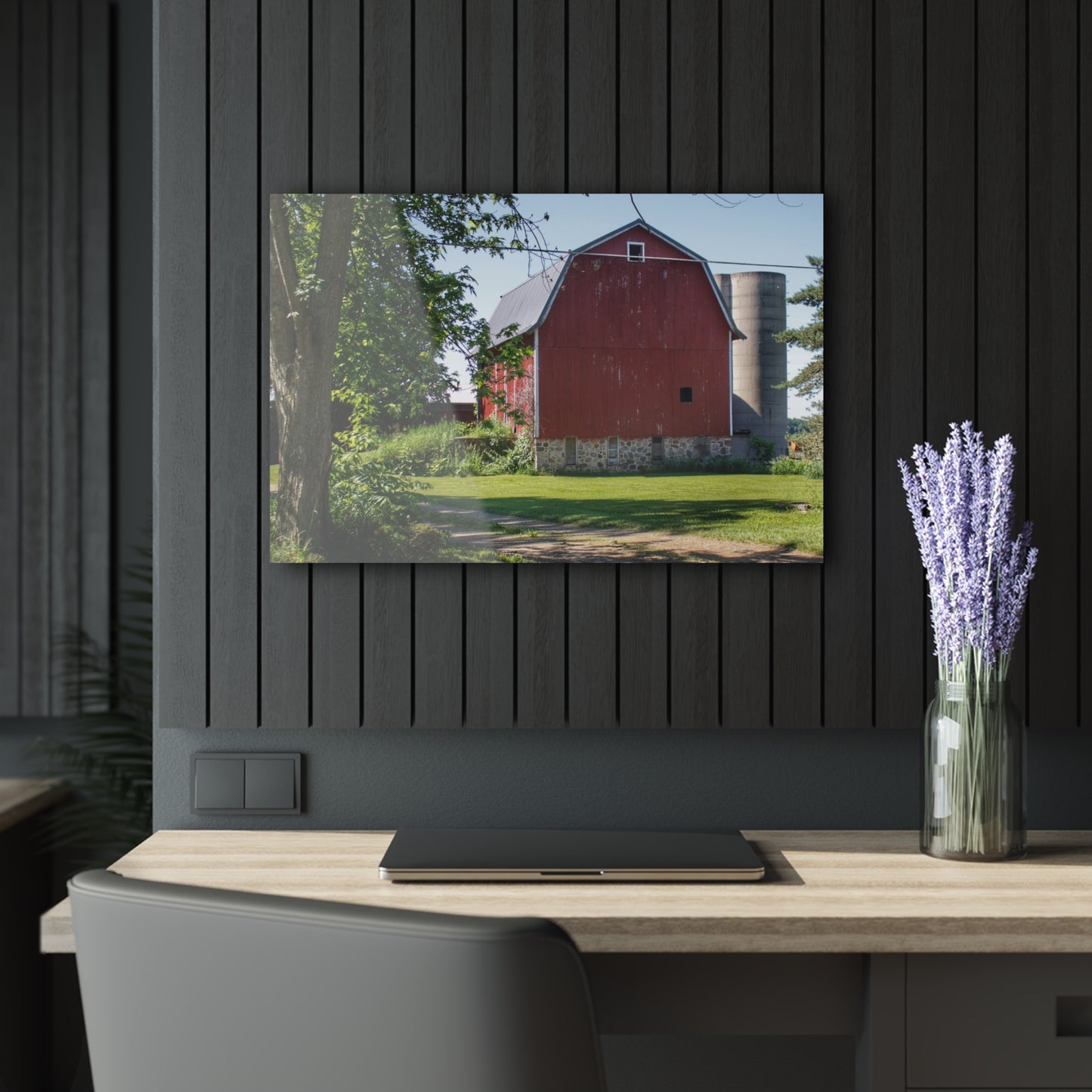 U R There Photography Mayville Road Red Rustic Farmhouse Acrylic Wall Print