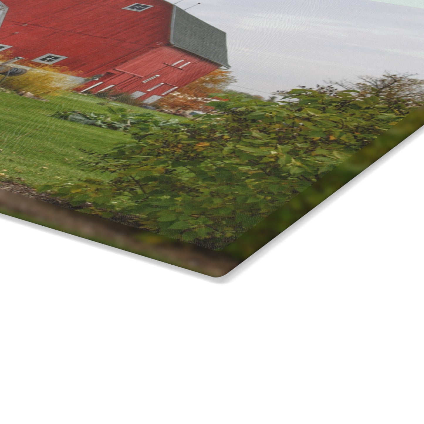 U R There Photography Potters Road Reds Rustic Farmhouse Tempered-Glass Cutting Board