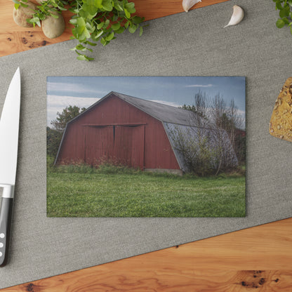 U R There Photography Piersonville Road Red Quonset Rustic Farmhouse Tempered-Glass Cutting Board