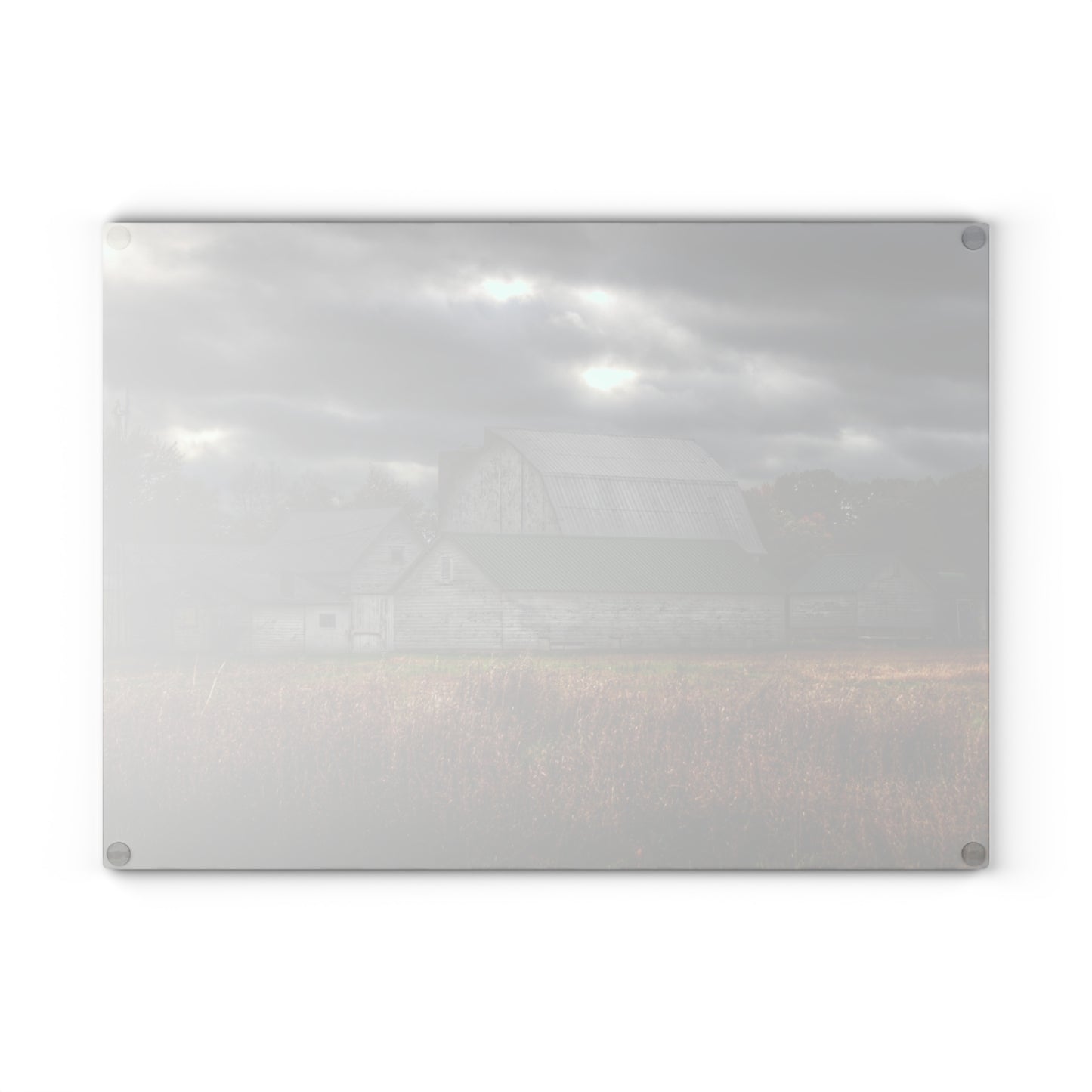 U R There Photography Farnsworth Road White Rustic Farmhouse Tempered-Glass Cutting Board